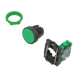 Comutator apăsare verde 22mm 1 poziție stabilă | Electronic-mag.ro | Componente Electronice
