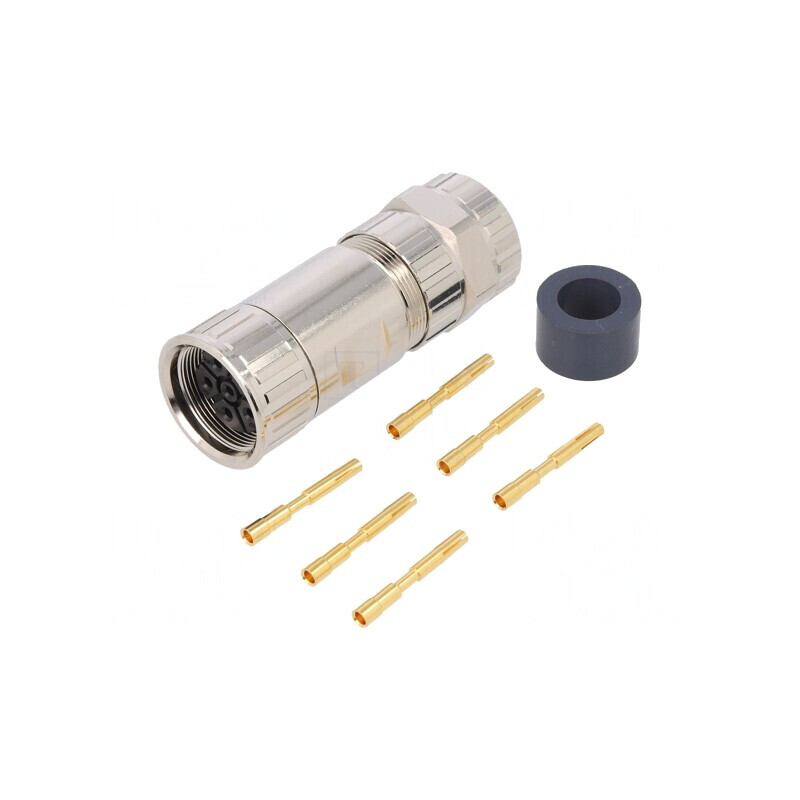 Conector M23 6 PIN Crimpat pe Cablu Drept IP67 28A | Electronic-mag.ro | Componente Electronice