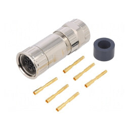 Conector M23 6 PIN Crimpat pe Cablu Drept IP67 28A | Electronic-mag.ro | Componente Electronice