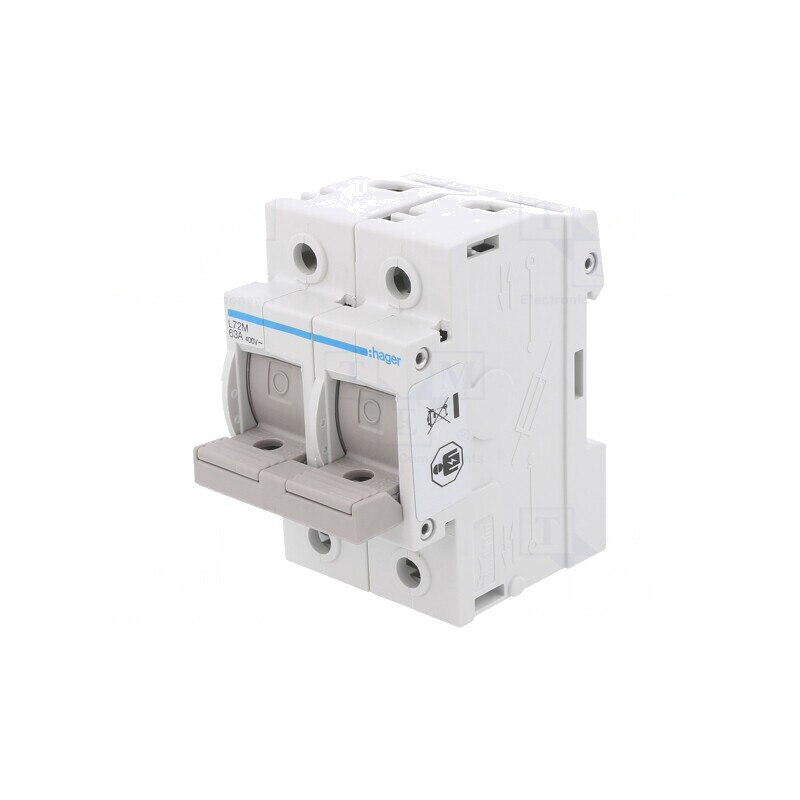 Separator cu Fuzibil 63A 400V pentru Șină DIN Poli 2 | Electronic-mag.ro | Componente Electronice