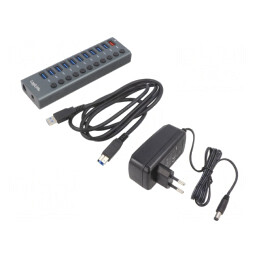Hub USB 3.2 11 Porturi Argintiu 5Gbps | Electronic-mag.ro | Componente Electronice