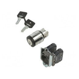 Comutator rotativ cu cheie 22mm 3 NO x2 negru | Electronic-mag.ro | Componente Electronice