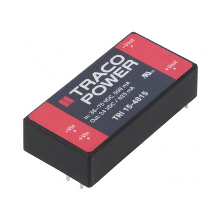 Convertor DC/DC 15W 36-75V la 24V 625mA TRI 15-4815 | Electronic-mag.ro | Componente Electronice