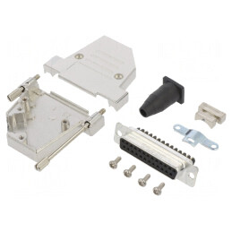 Conector D-Sub 25 pini mamă cu unghi 45° și terminal cu șurub pe cablu | Electronic-mag.ro | Componente Electronice