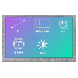 Afișaj TFT 5 inch LED 800x480 600cd/m2 | Electronic-mag.ro | Componente Electronice