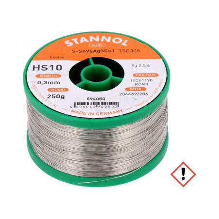 Sârmă de lipit fără plumb Sn96Ag3Cu1 0,3mm 0,25kg | Electronic-mag.ro | Componente Electronice