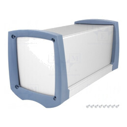 Carcasă Aluminiu Gri cu Panou RAIL 127x243x135mm | Electronic-mag.ro | Componente Electronice