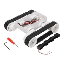 Şasiu cu şenile albă 245x225x75mm 7,2VDC 2 motoare | Electronic-mag.ro | Componente Electronice