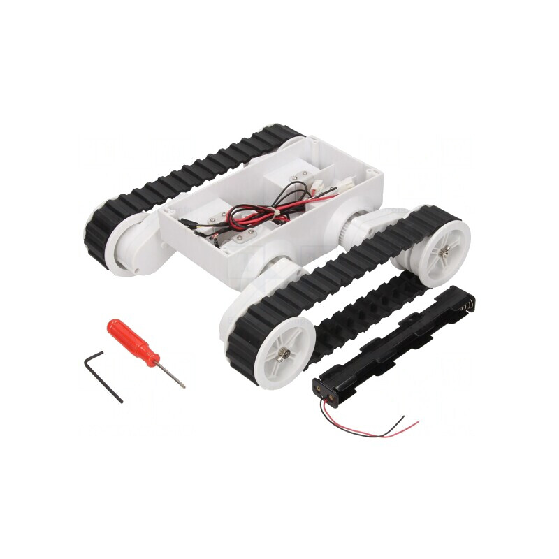 Şasiu cu şenile albă 245x225x75mm 7,2VDC 2 motoare | Electronic-mag.ro | Componente Electronice