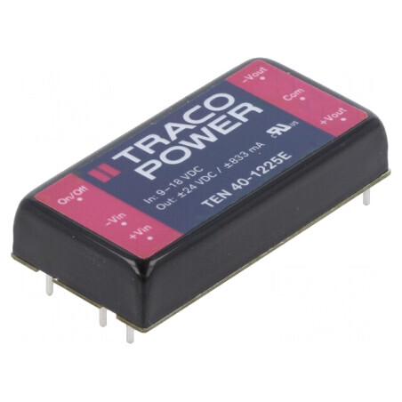Convertor DC/DC 40W 9-18V la 24V/-24V TEN 40-1225E | Electronic-mag.ro | Componente Electronice