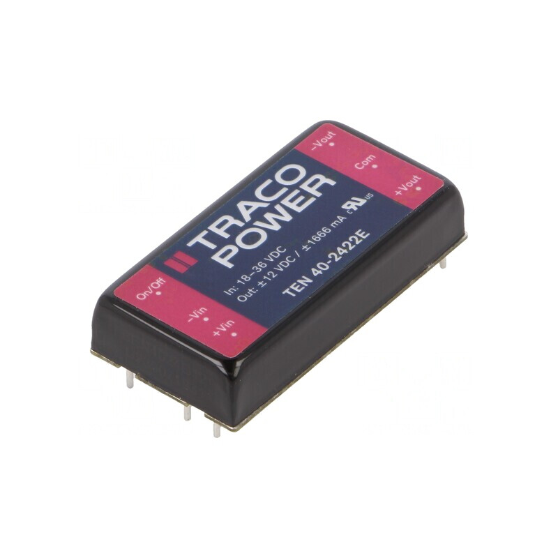 Convertor DC/DC 40W 18-36V la 12V/-12V TEN 40-2422E | Electronic-mag.ro | Componente Electronice