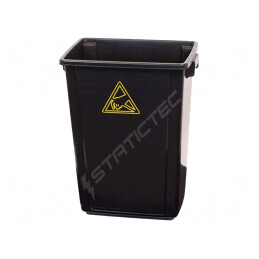 Coș de gunoi ESD 60L polipropilenă neagră 460x310x600mm | Electronic-mag.ro | Componente Electronice
