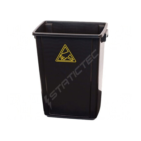 Coș de gunoi ESD 60L polipropilenă neagră 460x310x600mm | Electronic-mag.ro | Componente Electronice