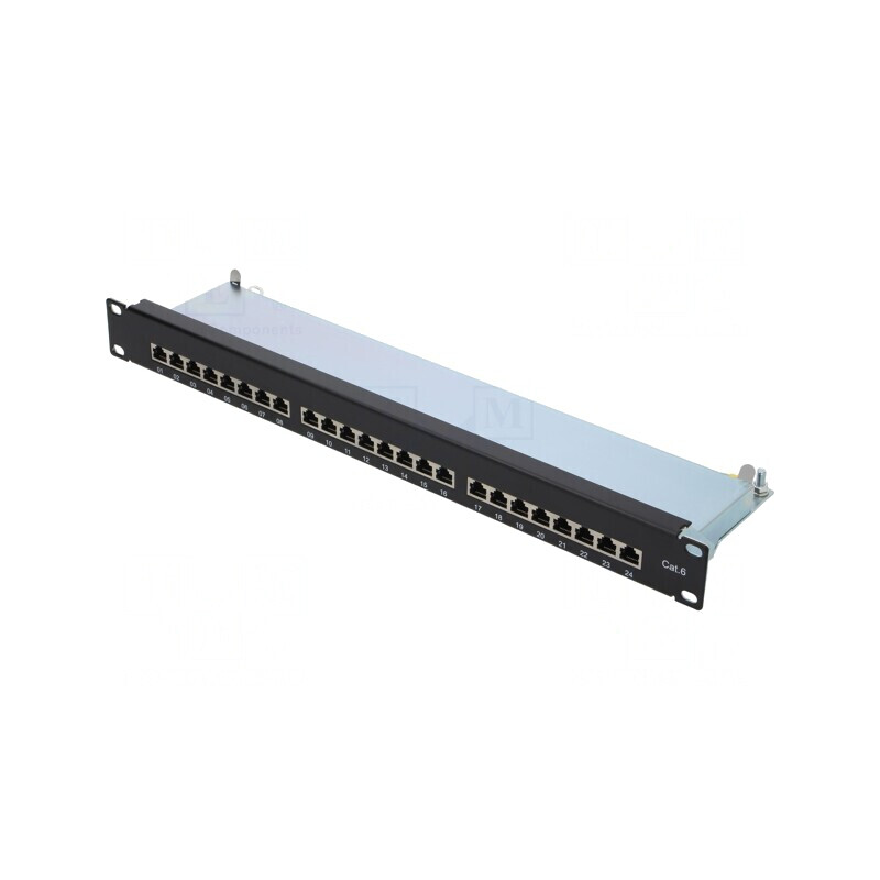 Patch Panel RJ45 Cat6 Rack 24 Porturi Negru | Electronic-mag.ro | Componente Electronice