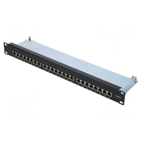 Patch Panel RJ45 Cat6 Rack 24 Porturi Negru | Electronic-mag.ro | Componente Electronice