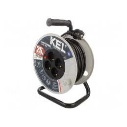 Prelungitor Bobinat cu 4 Prize PVC Negru 3x1,5mm2 | Electronic-mag.ro | Componente Electronice