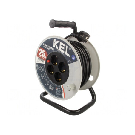 Prelungitor Bobinat cu 4 Prize PVC Negru 3x1,5mm2 | Electronic-mag.ro | Componente Electronice