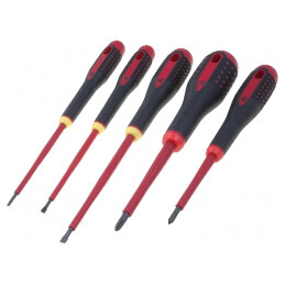 Kit Șurubelnițe Izolate 1kVAC Phillips și Plată 5 Buc. BE-9881S | Electronic-mag.ro | Componente Electronice