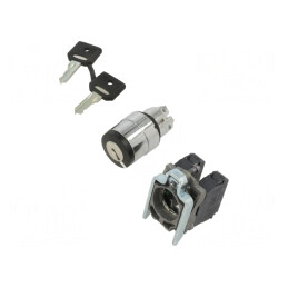 Comutator rotativ cu cheie 22mm 3 NO negru | Electronic-mag.ro | Componente Electronice
