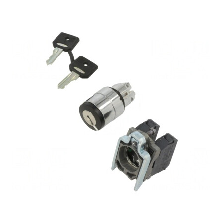 Comutator rotativ cu cheie 22mm 3 NO negru | Electronic-mag.ro | Componente Electronice