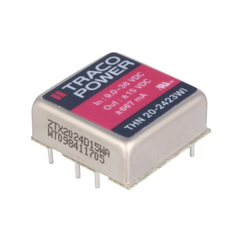 Convertor DC/DC 20W 9-36V la 15V/-15V THN 20-2423WI | Electronic-mag.ro | Componente Electronice Convertor DC/DC 20W 9-36V la 15V/-15V THN 20-2423WI | Electronic-mag.ro | Componente Electronice
