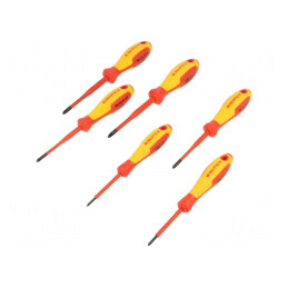 Kit șurubelnițe izolate 1kVAC Phillips/Pozidriv 6 buc. | Electronic-mag.ro | Componente Electronice