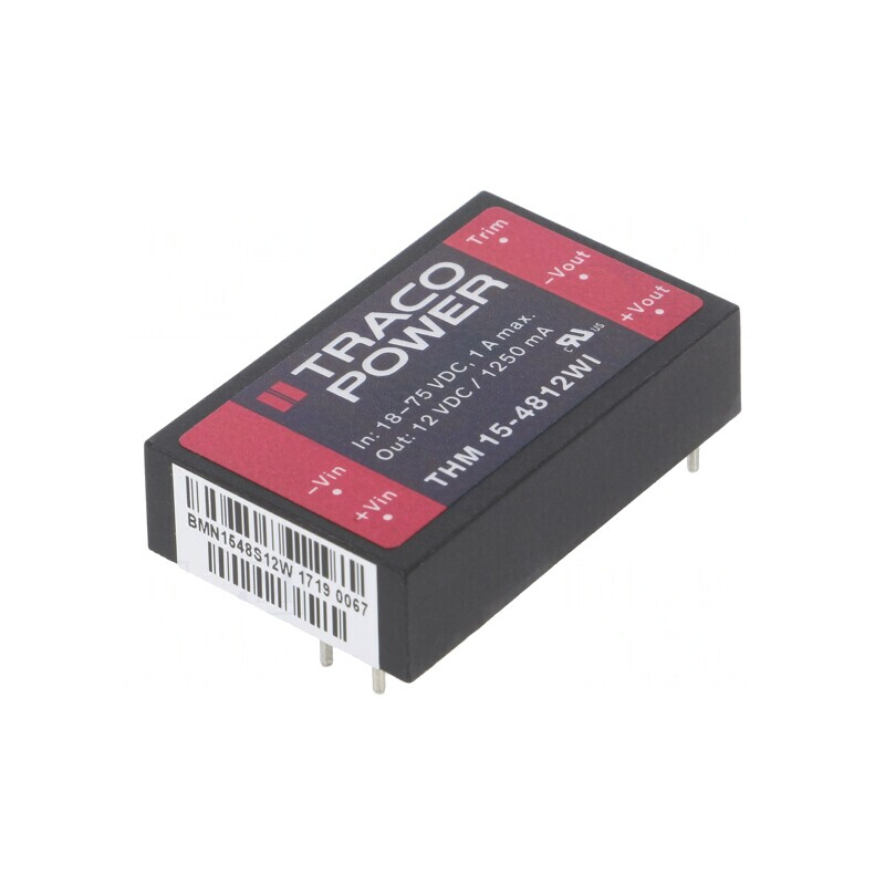 Convertor DC/DC 15W 18-75V la 12V 1250mA THM 15-4812WI | Electronic-mag.ro | Componente Electronice Convertor DC/DC 15W 18-75V la 12V 1250mA THM 15-4812WI | Electronic-mag.ro | Componente Electronice