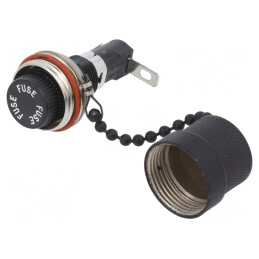 Clemă Panou 6,3x32mm 20A Neagră 300VAC Orificiu 12,9mm | Electronic-mag.ro | Componente Electronice