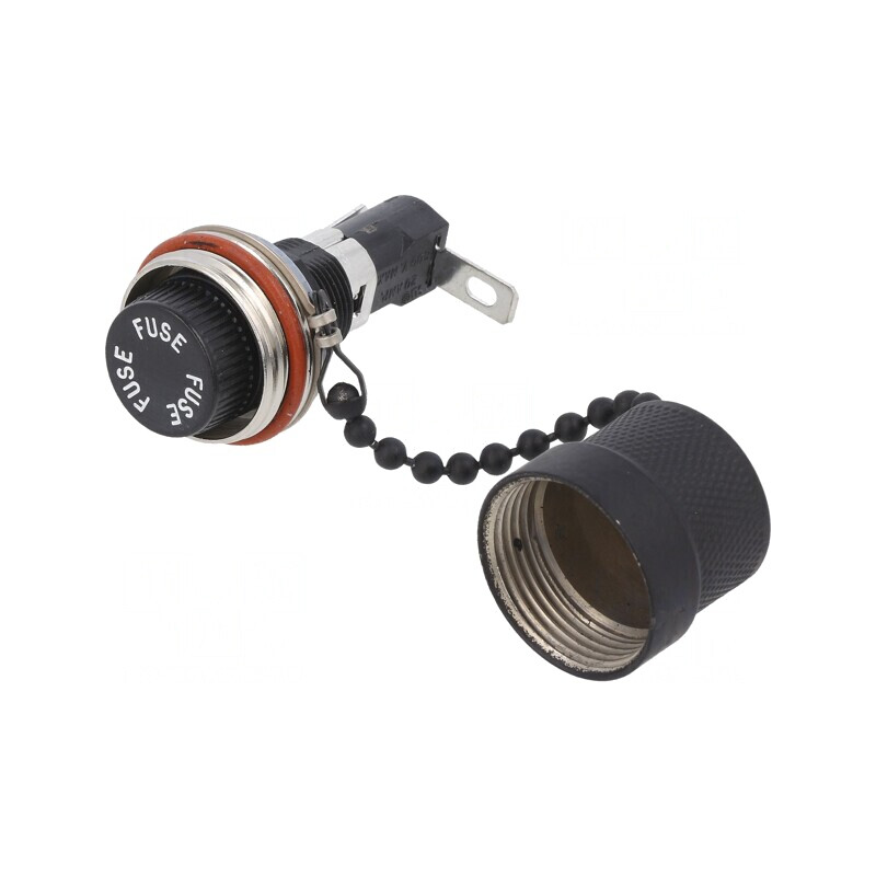 Clemă Panou 6,3x32mm 20A Neagră 300VAC Orificiu 12,9mm | Electronic-mag.ro | Componente Electronice
