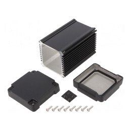 Carcasă ecranare aluminiu negru 65,8x110x65,8 mm | Electronic-mag.ro | Componente Electronice