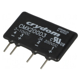 Releu: semiconductor | Ucom: 3÷10VDC | 3A | 0÷200VDC | THT | SIP | CMX200D3