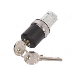 Comutator rotativ cu cheie 22mm 2 poziții negru | Electronic-mag.ro | Componente Electronice