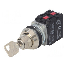 Comutator rotativ cu cheie 30mm 2NC 3NO IP56 | Electronic-mag.ro | Componente Electronice