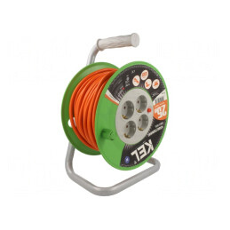 Prelungitor bobinat 25m 4 prize portocaliu | Electronic-mag.ro | Componente Electronice