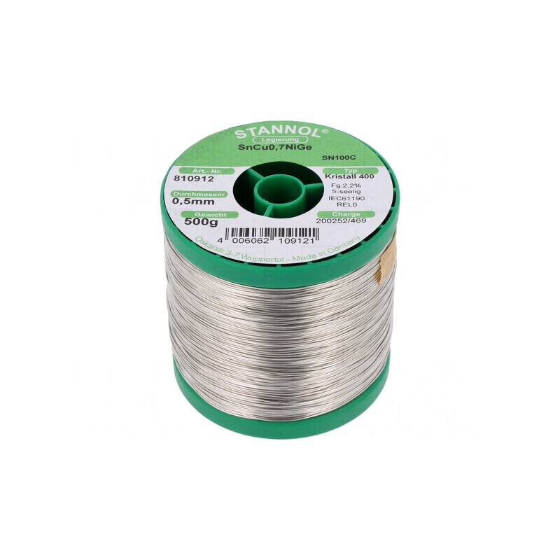 Sârmă de lipit fără plumb 0.5mm 0.5kg Sn99,3Cu0,7 NiGe | Electronic-mag.ro | Componente Electronice