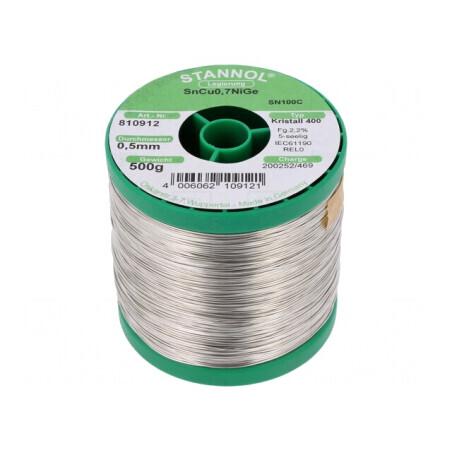 Sârmă de lipit fără plumb 0.5mm 0.5kg Sn99,3Cu0,7 NiGe | Electronic-mag.ro | Componente Electronice