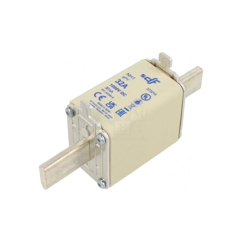 Siguranță gPV 32A 1kVDC NH1 Ceramică Argintie | Electronic-mag.ro | Componente Electronice