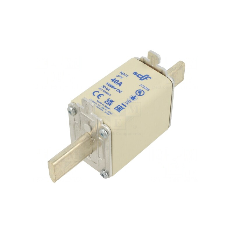Siguranță gPV 40A 1kVDC Ceramică Argintie NH1 | Electronic-mag.ro | Componente Electronice
