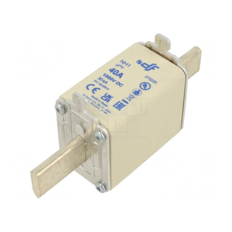 Siguranță gPV 40A 1kVDC Ceramică Argintie NH1 | Electronic-mag.ro | Componente Electronice