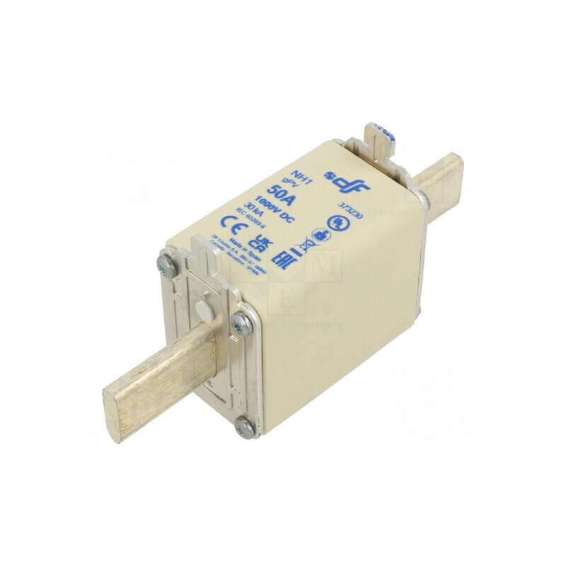 Siguranță gPV 50A 1kVDC NH1 Ceramică Argintie | Electronic-mag.ro | Componente Electronice