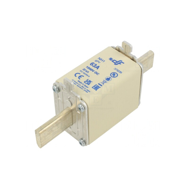 Siguranță gPV 63A 1kVDC NH1 Ceramică Argintie | Electronic-mag.ro | Componente Electronice