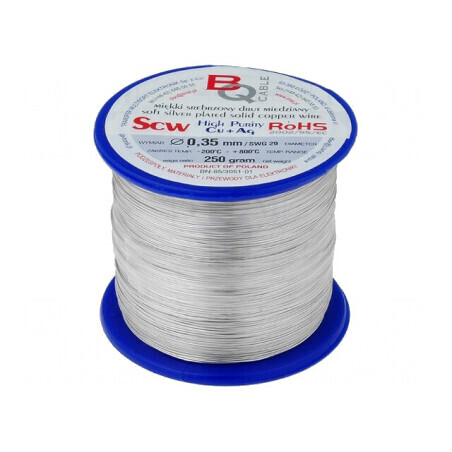 Sârmă de Cupru Argintată 0.35mm 250g | Electronic-mag.ro | Componente Electronice