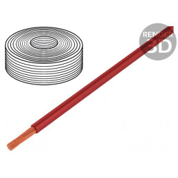 Cablu | litat | Cu | 1x2,5mm2 | silicon | roşu | 250V | -60÷180°C | 25m | 