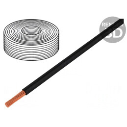 Cablu | litat | Cu | 1x2,5mm2 | silicon | negru | 250V | -60÷180°C | 25m | 25251