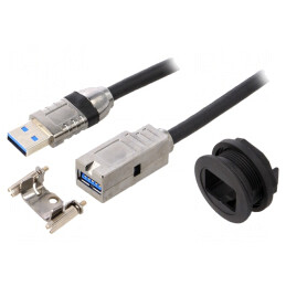 Soclu USB | 22mm | har-port | -25÷70°C | Ø22,3mm | IP20 | neagră | 09454521970