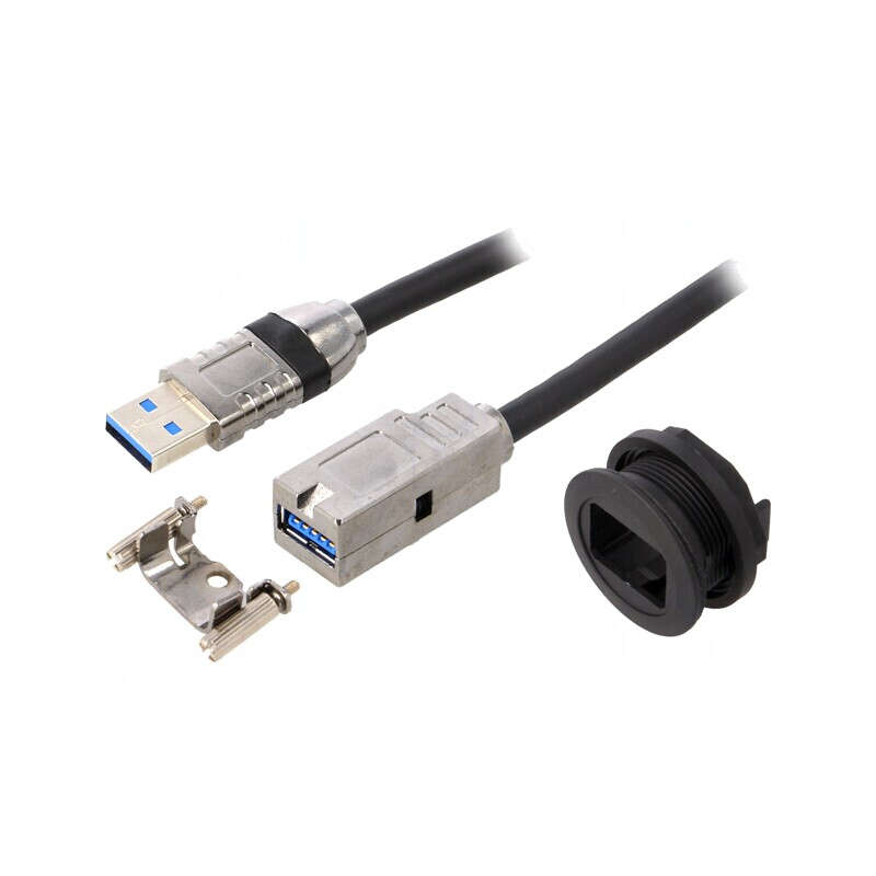 Soclu USB negru 22mm Har-Port IP20 | Electronic-mag.ro | Componente Electronice