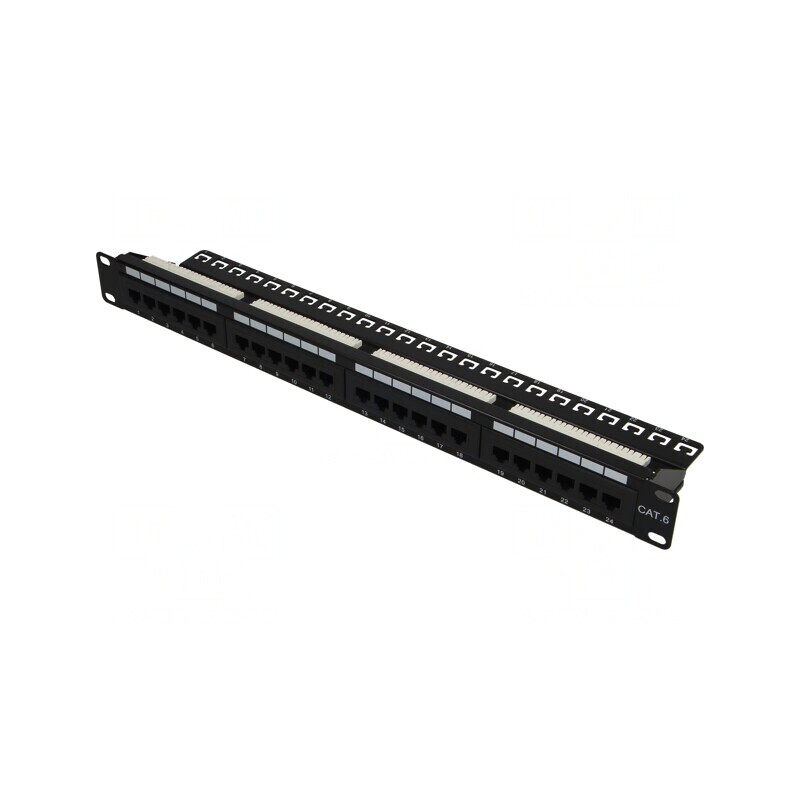 Patch Panel RJ45 Cat 6 Rack 24 Porturi Negru | Electronic-mag.ro | Componente Electronice