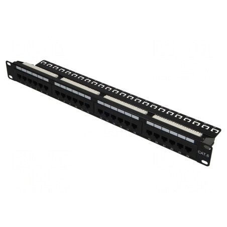 Patch Panel RJ45 Cat 6 Rack 24 Porturi Negru | Electronic-mag.ro | Componente Electronice