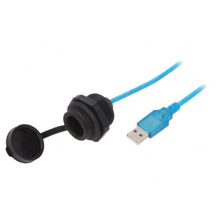 Cablu-adaptor USB A soclu-mufă USB 2.0 IP67 2m | Electronic-mag.ro | Componente Electronice