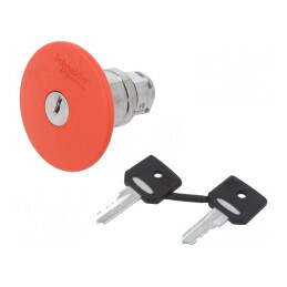 Comutator Siguranță cu Cheie 22mm 2 Poziții Roșu | Electronic-mag.ro | Componente Electronice